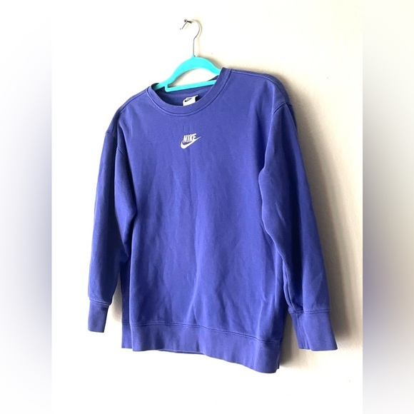 Nike Sweatshirt Kids Youth XL Blue Purple Center Swoosh Logo Crewneck streetware - Picture 3 of 7